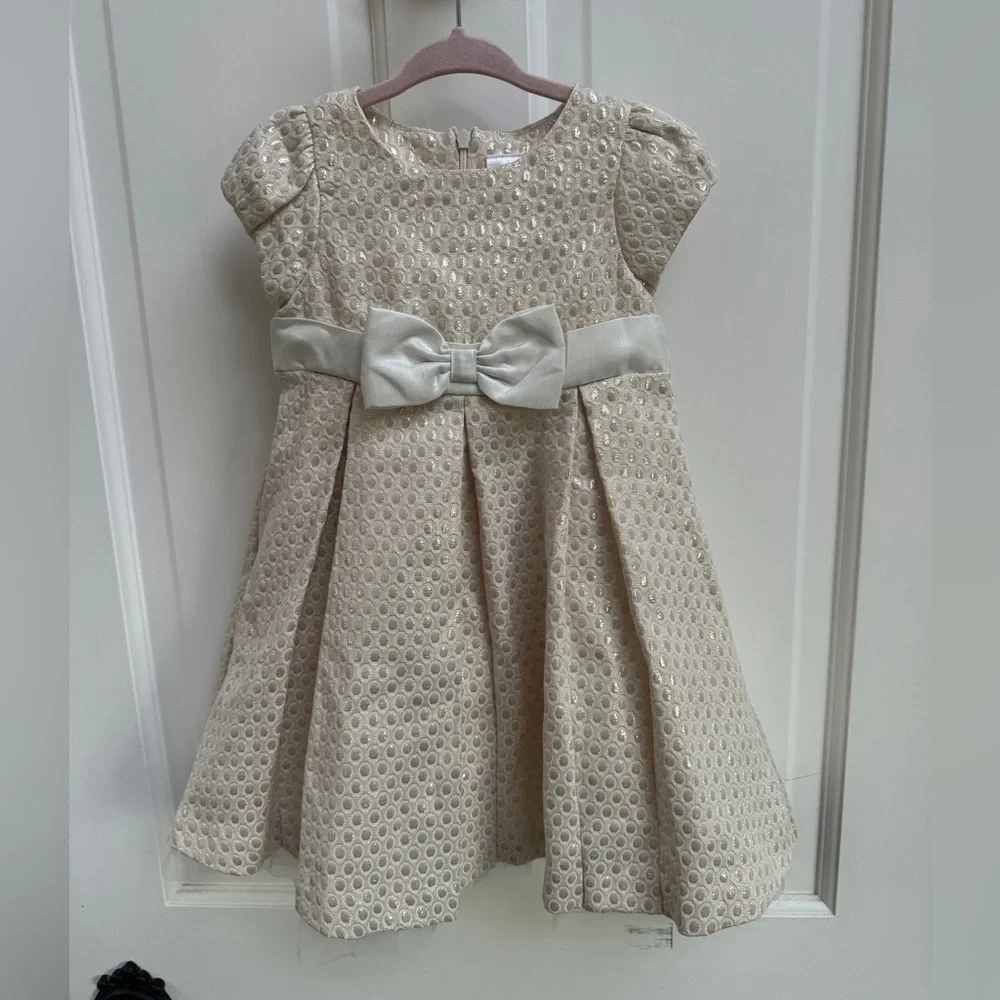 NWOT Gymboree 2T Girls Formal Gold Holiday Short Sleeve Dress